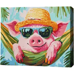 купить Картина по номерам BrushMe RMG0011FC 30x40сm (fără cutie) Purceluș la soare в Кишинёве 