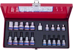 купить Набор головок, бит, насадок King Tony 7120PR01 набор насадок TORX Т10-Т55 с отверстием и головок Е6-Е20, 1/2" и 3/8", 20 пр. в Кишинёве 