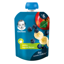Пюре Gerber яблоко-черника-банан, с 6 месяцев, 80г