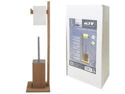 Подставка для щeтки и держатель для бумаги WC MSV, бамбук