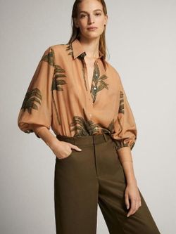 Блуза Massimo Dutti Бежевый с принтом 5168/878/926