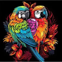 купить Картина по номерам Strateg 58076 Papagali in arta pop florala 40x40cm (fundal negru) в Кишинёве 