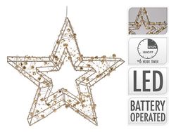 Фигура световая "Звезда 3D" 20LED 30сm, 2XAA таймер, золот