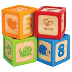cumpără Puzzle Hape E0132 Blocuri din lemn cu margini de silicon, 4 buc. în Chișinău 