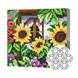 купить Картина по номерам Art Gallery BJ811 Mozaic cu diamante 20x20cm Flori de camp langa casa в Кишинёве 