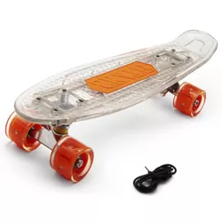 купить Скейтборд New World 887 Penny board cu lumina, transparent, 170052 в Кишинёве 