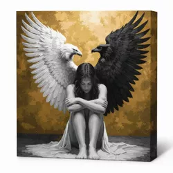 cumpără Tablou pe numere Ideyka KHO5153 40x40cm Eco, Doua laturi ale sufletului cu vopsele metalice în Chișinău 