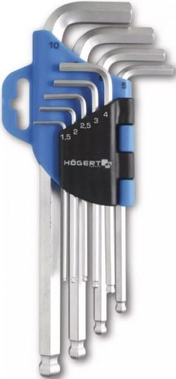 cumpără Set de unelte de mână Hoegert Set chei hexagonale lungi L -cu bila 1,5-10mm, CrV, 9 buc. HT1W804 în Chișinău 