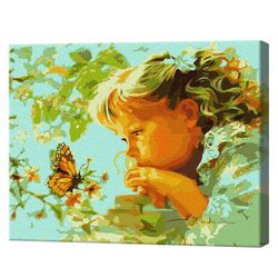 Fetița și fluture Pictură pe numere 40x50 cm