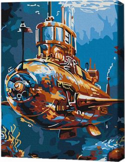 cumpără Tablou pe numere BrushMe RMG0027FC 30x40сm (fără cutie) Submarin galben în Chișinău 