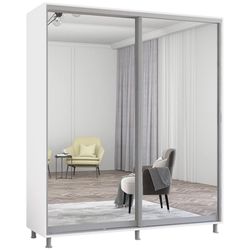 cumpără Dulap Mobildor-Lux Aron cu uși glisante din oglinzi (190x60x200H cm) Alb Brilliant în Chișinău 