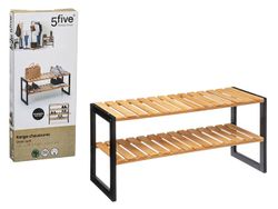 Etajera pentru incaltamine 2 rafturi Five 70X26X34.5cm, bambus/metal
