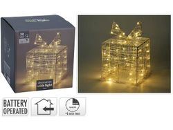 Figurina cu lumina "Cadou" 30LED 15Х15Х15cm, timer, 3XAA, alb-cald