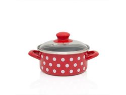 Cratita emailata Clasica 16cm, 1.5l, capac din sticla
