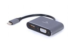 Adapter  Type-C to HDMI & VGA sockets Cablexpert, HDMI 4K (30Hz), A-USB3C-HDMIVGA-01