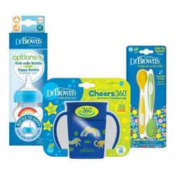 cumpără Cană cu pai Dr. Brown's 8586020673872 Set biberon+cana+lingurii Cheer Jungle Albastru în Chișinău 