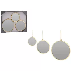 купить Зеркало H&S 46791 Набор из 3 настенных зеркал: D12 см, D15 см, D17 см, золотая рама в Кишинёве 