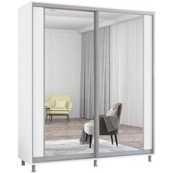 cumpără Dulap Mobildor-Lux Aron cu uși glisante cu oglindă vertical (200x60x230H cm) Alb Brilliant în Chișinău 