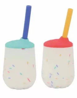 cumpără Cană cu pai Nuby NV04035 Поильник Silicone mini cup with straw 120ml (12m+) în Chișinău 