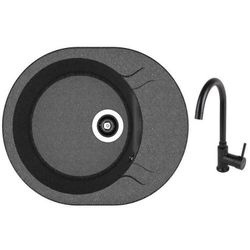 cumpără Chiuvetă bucătărie cu bateria Dr.Gans Berta 580 + SanDonna F 7073 negru în Chișinău 