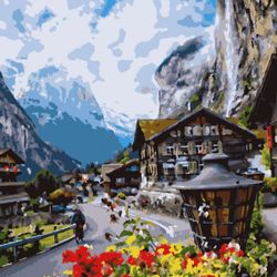 PN2708 Artissimo картина "Цветущая Швейцария", 4 *, 23 цветов, 40х50 см