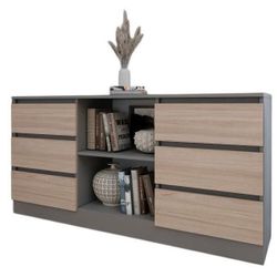 cumpără Comodă Smartex (16136) Т3 120cm Grafit+Stejar Deschis în Chișinău 