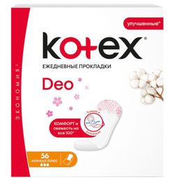 Ежедневные прокладки Kotex Deo Нормал Плус, 56 шт.