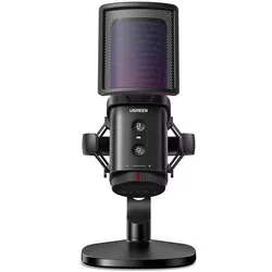 купить Микрофон Ugreen 65629 Mic for PC 24bit/96kHz, with Quick Mute, Pop Filter, Shock Mount, Volume Knob, Black в Кишинёве 