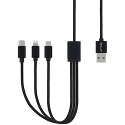 купить Кабель для моб. устройства Tellur TLL155211 3 in 1 USB - MicroUSB / Lightning / USB Type-C, 1m, Negru в Кишинёве 