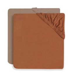 cumpără Lenjerie de pat pentru copii Jollein 2511-507-00155 Cearsaf cu elastic Jersey Caramel/Biscuit, 120x60cm, 2buc în Chișinău 