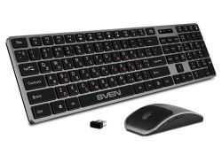 Wireless Keyboard & Mouse SVEN KB-C3000W, Silent, Low profile, 12 Fn keys, 2.4 GHz, 2xAAA/1xAA