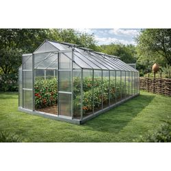 купить Парник Technoworker VOR82829 Sera de gradina Policarbonat 63 (6.2x3.1x2.5m) в Кишинёве 