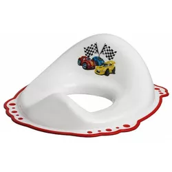 cumpără Oală Bisk 07771 Reductor wc p/u copii cu cauciuc antiderapant, alb (desen masini) în Chișinău 