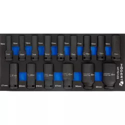 купить Набор головок, бит, насадок Hoegert HT7G129 головоки ударные глубокие 6гр., 10-32 мм, 15 предм. в Кишинёве 