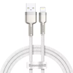 купить Кабель для моб. устройства Baseus CALJK-B02 USB - Lightning, 2.4A, 2m, Cafule Metal White в Кишинёве 