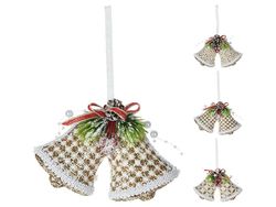 Украшение елочное "Колокольчики в кружеве" 14cm, золотой