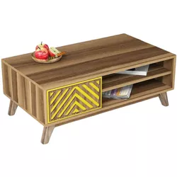 купить Журнальный столик Trendy Дюйм, Орех, Желтый 105x38x60 см в Кишинёве 