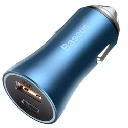 купить Зарядное устройство для автомобиля Baseus CCJD-A03 USB Car Charger - Golden Contactor, 2xUSB (U + U), 40W, Blue в Кишинёве 