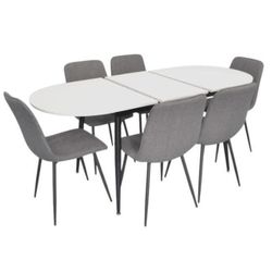 купить Комплект стол и стулья Evelin di Costacurta стол DT-533R B + 6 стульев YTC-078B Bjorn-13 (Grey) в Кишинёве 