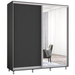 cumpără Dulap Mobildor-Lux Aron-P uși glisante din oglindă și PAL (200x60x240H cm) Anthracite în Chișinău 