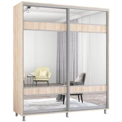 купить Шкаф Mobildor-Lux Aron-S uși glisante din PAL cu oglindă zebra (200x60x200H cm) Sonoma в Кишинёве 