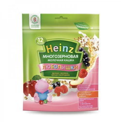 Многозерновая кашка Heinz фруктово-молочная яблоко, малина, черная смородина (12+ мес) 200г