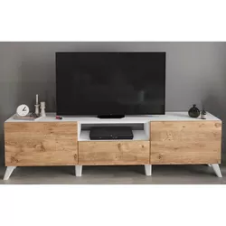 cumpără Comodă TV Bofigo Decorativa, cadru metalic, 160 cm, Alb/Stejar (11-16-01) în Chișinău 