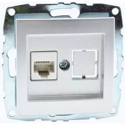 купить Розетка электрическая Mono Electric Данные 2*RJ45 CAT6 механизм серебристый в Кишинёве 