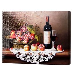 Алмазная мозаика + роспись по номерам 40x50 см Статическая природа с фруктами и вином YHDGJ72003