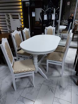 Комплект раздвижной стол Aurora 1 белый+ 6 стульев Senator Shalimar 2B