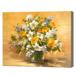 Buchet florilor de camp, 30x40 cm, mozaic cu diamante