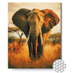 cumpără Tablou pe numere Art Gallery GA87377 Mozaic cu diamante 40x50cm Elefant in savana în Chișinău 