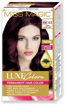 Краска для волос, SOLVEX Miss Magic Luxe Colors, 108 мл., 108 (4.5) - Тёмно-махагоновый