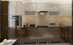 Кухонный гарнитур Bafimob Corner (High Gloss) 4.1x0.9m Eco Brown/Beige